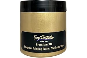 EZGI SERTCETIN 3D Sculpture Painting Paste|Texture Paste|Decorative Plaster|Ready to Use|Unique Colors|Ideal for Artwork|Stencil|Flowers|Texture|Art Relief|New Formula| 6 oz (Metallic Gold)