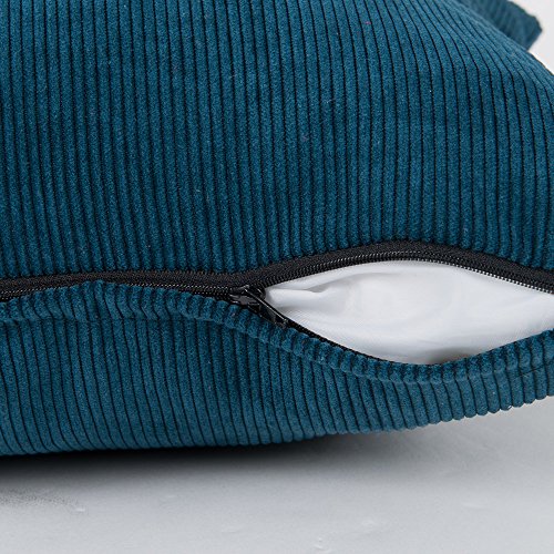 Baibu Purer Weicher Dekorativ Sofa Kissenbezug Kissenhülle mit verdecktem Reißverschluss aus Kord in 7 modernen Farben und 11 Größen,Türkis blau 55x55cm - 4