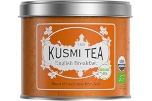 ‎KUSMI TEA Kusmi Tea - English Breakfast - Organiczna czarna herbata - Mieszanka azjatyckich czarnych herbat - Ceylon i Assam - Metalowa puszka 100g - Ilość na około 50 filiżanek