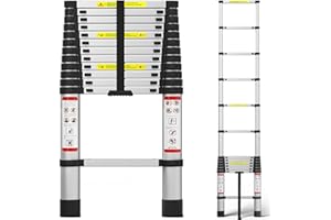 LUCN Teleskopleiter kopleiter 3,79 Meter – Edelstahl-Klappleiter, tragbare Ausziehleiter für zu Hause, Höhenverstellung, 150 kg Tragfähigkeit, langlebiger und leicht