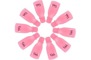 Hanyousheng Klipsy do usuwania lakieru do paznokci, 10 sztuk, tworzywo sztuczne, klipsy do usuwania akrylowych paznokci, lakier do paznokci, żel UV, różowo-czerwone