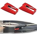 YIPFEN 2 pièces Aiguilles de Remplacement pour Platine, Cellule et Tourne-Disque, Set Compatible avec Platine Vinyle et Lecteur de Disques, pour (Rouge)