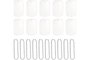 ICELSA 30 Piezas Colgante Chapa Militar Dog Tag Colgantes Dobles de Ejercito Placa Militar Acero Inoxidable con 30 Piezas Cuentas Extensión de Cadena para DIY Manualidades,Collares Mascotas