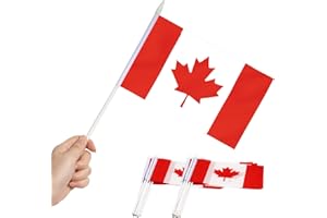 Anley Drapeau Canada Stick, Mini Drapeau Canadien à Main 5x8 Pouces (12 X 20 cm) avec mât Solide Blanc 12 "(30 cm) - Couleur vive et résistant à la décoloration - Drapeaux à Main 5 x 8 Pouces