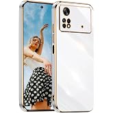 Case for Xiaomi Poco M4 Pro 4G TPU Electroplated Shockproof Mobile Phone Case Shiny Mirror Scratch-Resistant Protective Case Ultra Thin Silicone Cover Case White