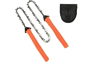 NQEUEPN Pocket Chainsaw, 38.58 Inch Hand Survival Chainsaw Rope 65Mn Steel High Limb Rope Chain Saw with 33 Sharp Teeth Portable High Reach Chainsaw for Camping Hunting Gear Cutting Wood, with Storage Bag