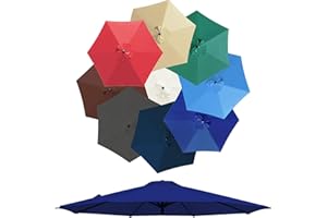 PLERILE Auvent De Remplacement pour Parasol De Terrasse De 3 M, 6 Baleines/8 Baleines Toile De Parasol Déporté, Housse De Rechange pour Parasol D'extérieur, Polyester Anti UV 50+ (Color : Bleu, Size : 3M 8-
