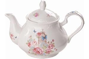 EPLZE YBK Tech Strength Porcelain Coffee Pot Ceramic Teapot- Pink Rose (Teapot)
