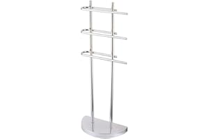 LIVHOME Chrome Towel Stand, 3-Tier Free Standing Rack with U-Shaped Arms, Modern Bathroom Towel Holder for Bathroom Towels and Hand Towel Storage