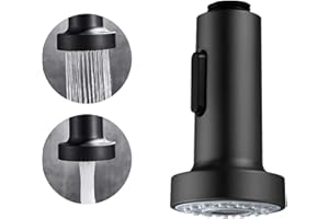 XoeLLe Kitchen Tap Spray Head, 2 Function Tap Adapter for Kitchen Sink, Replacement Shower Head for Kitchen Pull Out Tap&Bathroom Mixer Faucet Chrome Finish Universal G1/2 (Black)