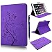 Produktbild iPad 6 Hülle, Yokata iPad Air 2 PU Retro Schutzhülle Magenet Holder Stand Flip Schutz Tasche Lederhülle Etui mit Prägung Narzissen Blumen und Schmetterling Butterfly Motiv Case Wallet mit Aufsteller-Funktion Bookstyle Ledertasche Karten Slot Komplett Schutz Schutzhülle - Lila