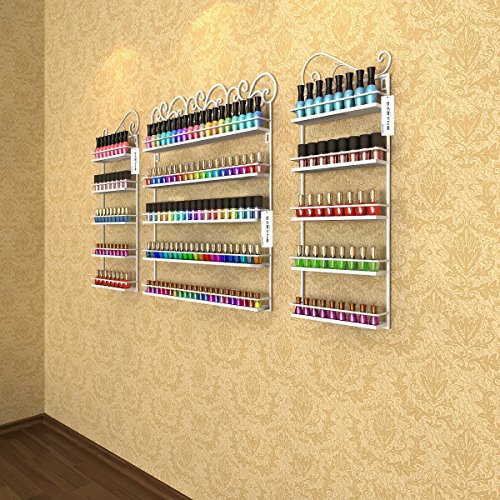 Drei Sätze von Lagergestell Asvert Nail Polish Rack, 3 PCS Set Wandmontierte 5-Tier Metall Nagellack Organizer für ätherische Öle Display / Store - 3