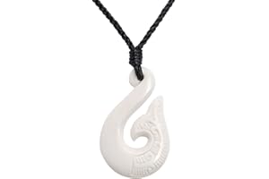 81stgeneration Collana Pendente da Donna Uomo Osso Intagliato a Mano Coda di Balena Hei Matau Maori