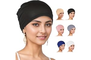 CUNEGRA Lot de 6 chapeaux de chimiothérapie pour femme - Respirants - Élastique - Pour la perte de cheveux - Bonnet solide pour dormir, hiver et été, multicolore, Taille unique