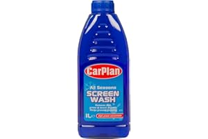 Carplan Líquido Limpiaparabrisas Coche Alta Concentración 1 Litro | Multiestacional | 1L Rinde hasta 10L | Antilluvia y Anticongelante | Elimina Insectos y Suciedad