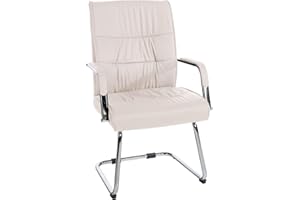 CLP Silla Estilo Cantilever Sievert Tapizada En Cuero Sintético I Silla De Conferencias con Reposabrazos I Silla De Oficina Sin Ruedas IColor:, Color:Crema