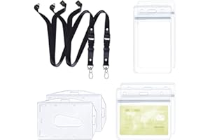 PAILEWEI Cordon Avec Porte Carte, 2 ensemble -Cordon, transparentes Carte Badge et Porte Carte étanche, pour Carte Transport, Cartes Crédit,Clips Badges (2 Set)