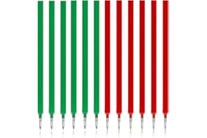 AUEFUDQ 12 Pezzi Ricariche Cancellabili Compatibili con Legami (6 Rossi, 6 Verdi) punta della penna 0,7mm,facili da cancellare, per la scuola e la vita di tutti i giorni,altezza 13cm