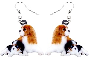NEWEI Cute Cavalier King Charles Spaniel Earrings Fashion Pet Jewelry for Girl Women Dog Lovers