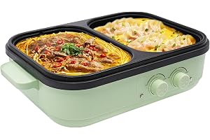 1 300 W elektrisk kastrull, 2-i-1 Hot Pot-grill, dubbel temperaturkontroll, kapacitet 1 l (varmkruka), 0,2 l (stekpanna) för