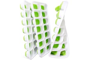 VEHHE Ice Cube Tray with Lid, 3pcs Reusable Ice Trays, Easy to Clean Ice Cube Moulds Save Freezer Space, Flexible Silicone Ice Cube Trays Removable, Ice Cubes for Whisky, Cocktails, Beer and Drinks.