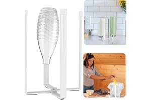 POFIBO Scolabottiglie, Scola Borracce, Pieghevole Metallo Scola Bottiglie, Scolabottiglie per Borracce, per 4 Bottiglie di Diverse Dimensioni, Bianco(Altezza 21 cm/8,48 pollici)