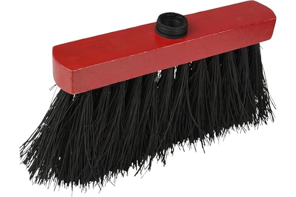 Homéa, Tête de Balai Bois Fibres Naturelles de Piassava, Rouge/Noir, Rouge/Noir