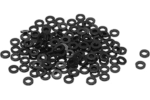 QUARKZMAN 120Pz Rondella Piatta in Nylon M3 3mm ID 7mm OD 1mm Spessore Guarnizioni Idrauliche Kit Piatte Guarnizione in Plastica Fissaggio Guarnizione Anello di Tenuta, Nero