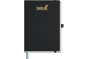 BEZEND Agenda Settimanale 2025 2026 A5 21 x 15,5 cm, 18 Mesi Diario Scuola con Doppio Orario da Lug.25 a Dic.26, Copertina Rigida in Pelle PU - Nero
