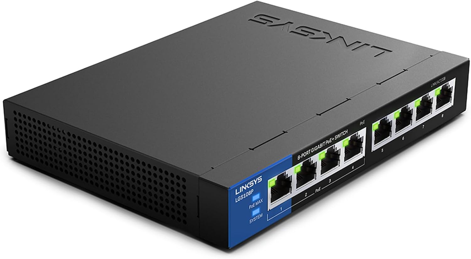 Linksys LGS108P-EU switch de red Gigabit no administrado de 8 puertos con 4 puertos PoE+, hasta 1000 Mbps para empresas y particulares, vigilancia IP, conmutador Ethernet de sobremesa