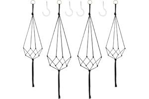 Augshy Makramee Blumenampel, 4er Set Blumenampel Boho Deko Baumwollseil Hängeampel Blumentopf Pflanzen Halter Aufhänger für Innen Außen Decken Balkone Wanddekoration (80cm,100cm, Schwarz)