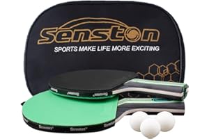 Senston Palas Ping Pong,Pelotas Ping Pong Set, 2 Raquetas de Tenis de Mesa + 3 Pelotas + 1 Bolsa,el Entrenamiento/Kit de Raqu