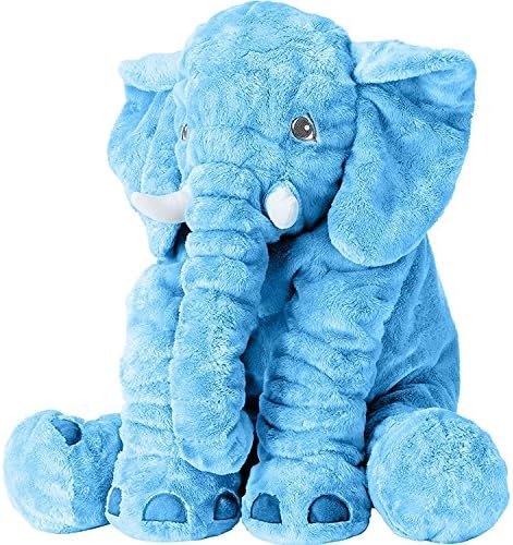 Tplay Stuffed Elephant Animal Large Stuffed Elephant Plush Toy Giant Gifts For Children Kids 16 Inches, Blue