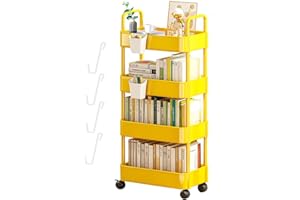 PACIENJO 3/4 Niveles Almacenamiento con Ruedas, Carrito Auxiliar con Ruedas,organización Baño Carrito, Carro Multiusos con Ruedas para Cocina, Baño, Oficina, Lavandería, Maquillaje