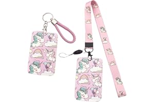 LGQHCE Unicorn Lanyard con Soporte para Tarjetas, 2PCS Unicorn Lanyard Correa para el Cuello Lanyard Portatarjetas, Cordón con Soporte para Tarjetas para Tarjetero Llavero Identificativa