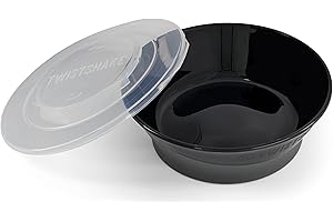 TWISTSHAKE Cuenco con Tapa Alimentación para Bebés de PP y Silicona, Bol sellado, Tazón para Bebé Plato, Vajilla, Sin BPA, 6+ Meses, Negro