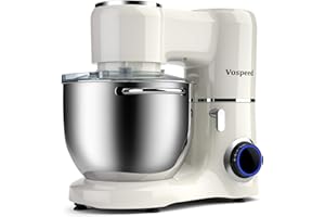 Vospeed Stand Mixer 2000W 8L Cake Mixer Electric Kitchen Food Mixer with Stainless Steel Bowl, Beater, Dough Hook, Whisk for Baking, Dishwasher Safe (White)