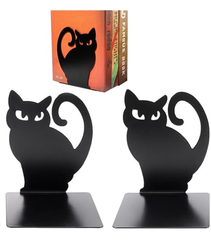 Fermalibri A Forma Di Gatto In Plexiglass Nero - 2 Pezzi DX+SX, 17x20x12 Cm, Made In Italy - Foto 7