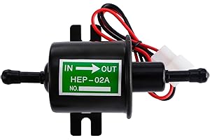 CarBole Bomba de Gasolina Eléctrica Universal 12V,4-7 PSI Bombas de Combustible,Modelo: HEP-02A,Diámetro de Entrada y Salida 8 mm (5/16 in) Bomba Externa Para Combustible, Gasolina, Diesel