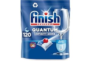 Finish Dishwasher Tablet, Quantum Infinity Shine, 120 Tablets, Fresh Scent, Powerful Clean & Shine Detergent Tabs, Tough on Grease Stains