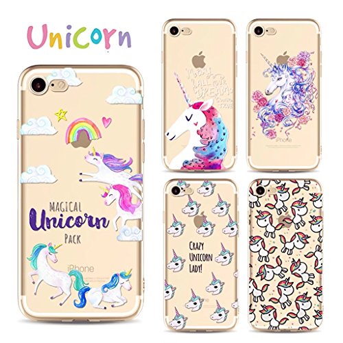 MUTOUREN iPhone 7 Plus (5.5 Zoll) Hülle Schutzhülle Handy TPU Silikon Hülle Ultra dünne Case Cover Durchsichtig Gel Tasche Bumper Schale – Einhorn und Affe – Motif 10 - 5