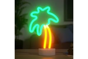 HOSYMO Kokospalme Neon Light, LED Neon Schild Leuchtreklame mit Ständer, Batterie oder USB Betrieben, Kokosnussbaum Neon Sign Licht Deko für Party, Bar, Schlafzimmer, Weihnachten