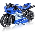 NyaSaa Pull Back Motorbike Toy Motorcycle Plastic Street Machine Friction Power Mini Motorbike Toy Motorbike Model Kids Toy Gift Set 3 Years + Blue