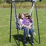 Hängesesselgestell mit Hängestuhl | Schaukel für Kinder und Erwachsene | Komplettset Metall-Gestell mit Hängesitz in Blau | für Innen und Außen - 2