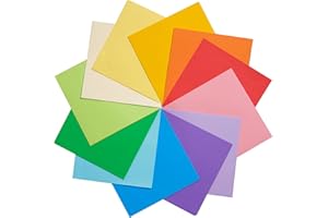 UNCLE PAUL Carta origami colorata 120 fogli, 12 colori vivaci 6 pollici 70 gsm Carta pieghevole quadrata fronte-retro per progetti di artigianato artistico fai-da-te Bambini Adulti UAP200A
