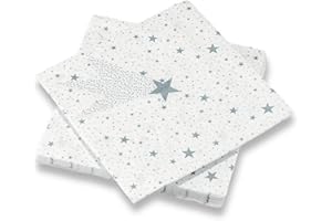 LE NAPPAGE ARTS DE LA TABLE 20 tovaglioli in ovatta a 3 strati, motivo Eternal silver, 40 x 40 cm