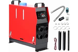 KIASTER 5KW / 8KW 12V Diesel Heater Air Parking Heater Diesel Night Heater With LCD Display & Remote Control & Fuel Tank for Car Trucks Boat Trailer RV Caravan Campervans (4 Holes Red, 5KW)