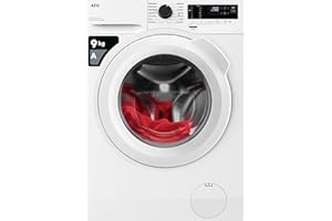 AEG 5000 Series Washing Machine 9kg LFX50942B, Front Loading Full Size, 9kg, 1400 rpm, AntiAllergy Program, Quick Wash, TimeSave to Adjust Washing Cycles, Class A, White