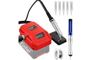 MAKBOS Akku Lötkolben für Einhell 18V Akku,Lötkolbenständer Work für Einhell Power X-Change 18V Akku,60W LCD Einstellbar Temperatur 180-480°C Cordless Lötkolben mit 50g Lötdraht(Batterie nicht inbegriffen)