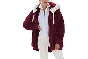 KHIRVWL Offerte Lampo del Giorno Giacca Invernale Pile Donna Taglie Forti Cappotto Sherpa Teddy Giacca Sci Felpa con Cappuccio in Peluche Cerniera Coulisse in Più Colori Cappotti Calda Ampia Confortevole